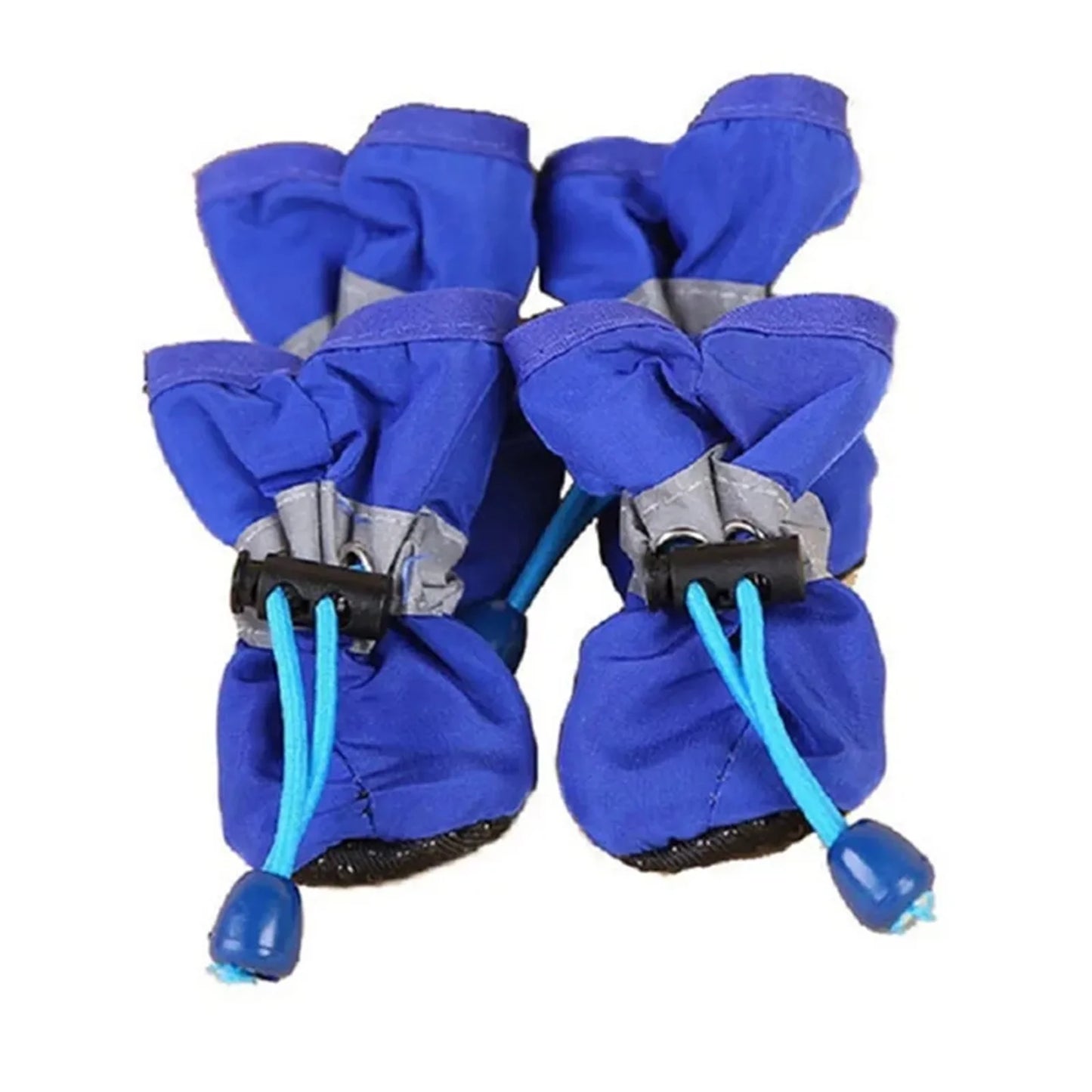 Waterproof Pet Shoes – 4-Piece Anti-Slip Rain Boots for Small Dogs & Cats, XL, Blue