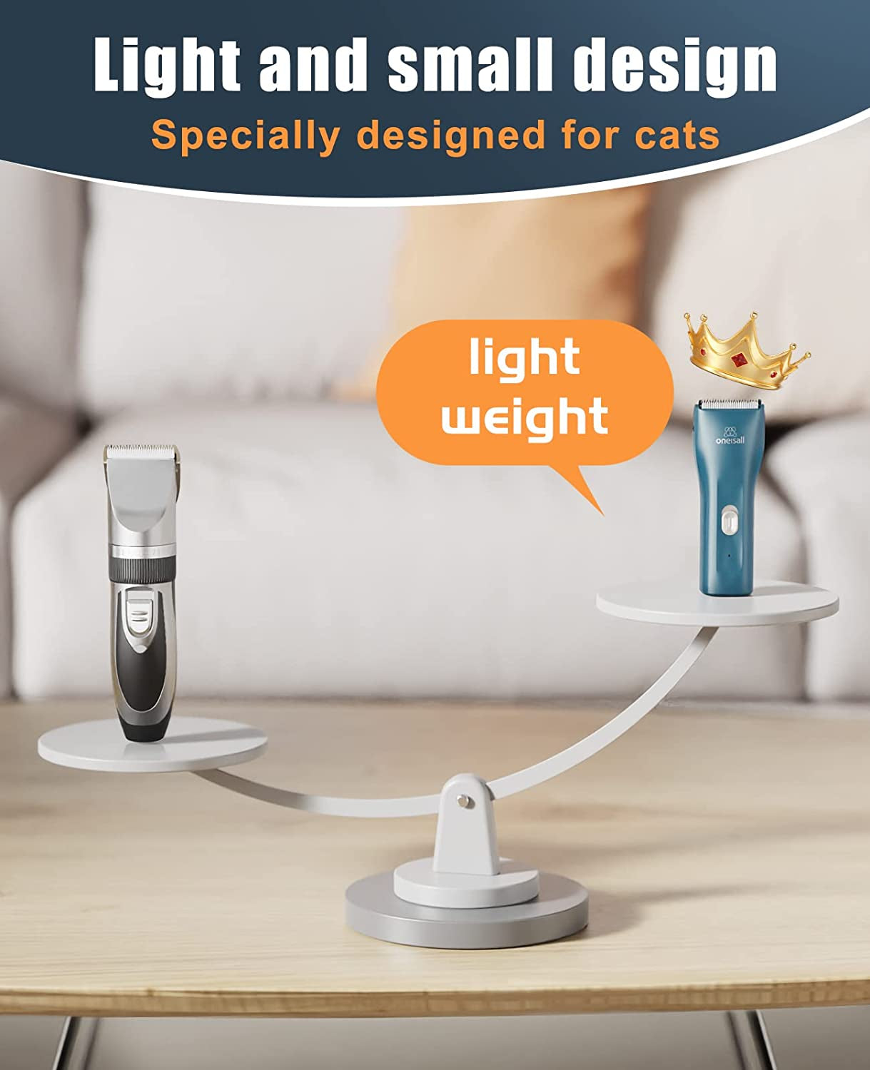 Oneisall Pet Clipper – Quiet Hair Trimmer for Cats with Matted Hair