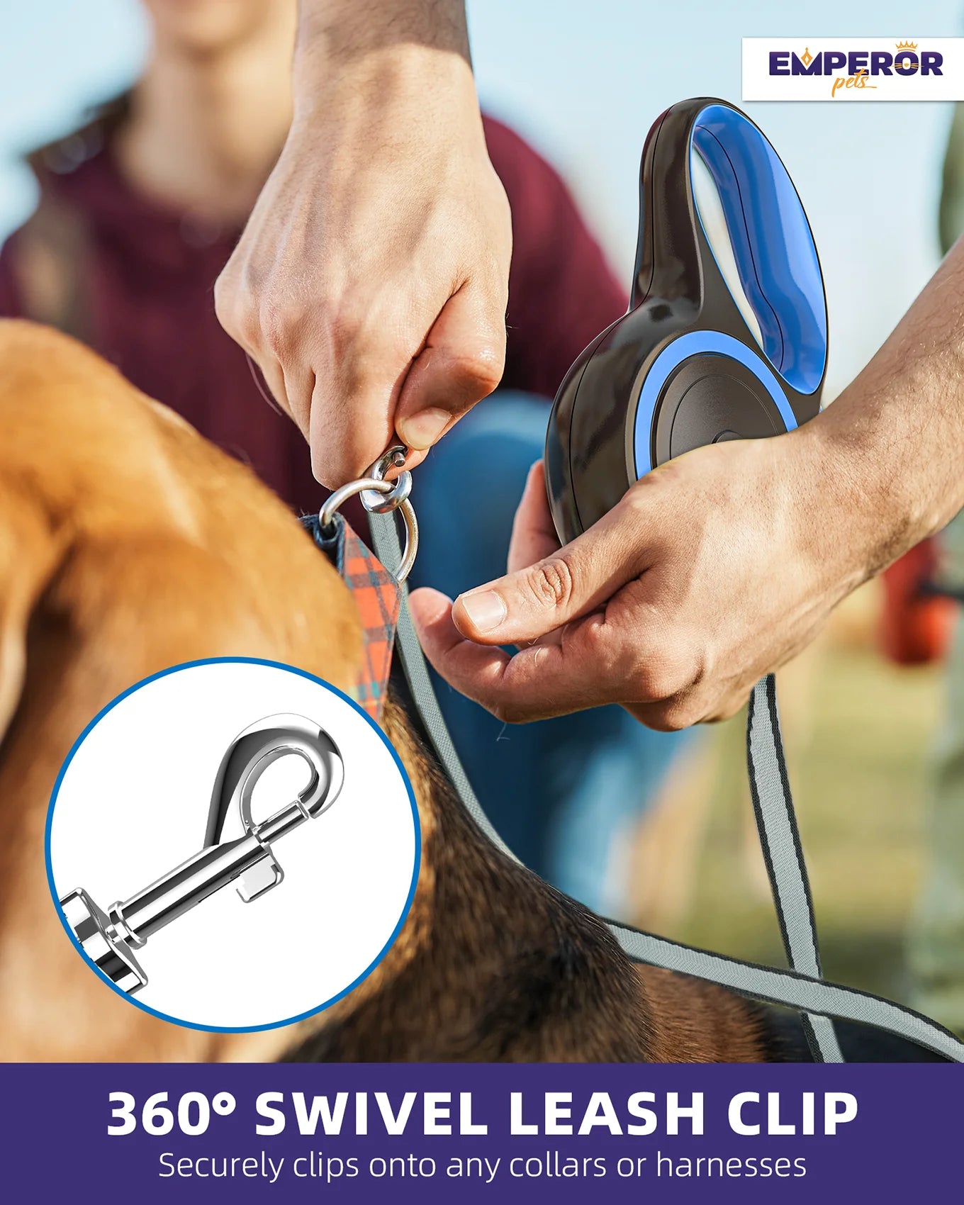 Retractable Dog Leash – 16 Ft Heavy-Duty Leash for Large Dogs up to 110 lbs, Blue