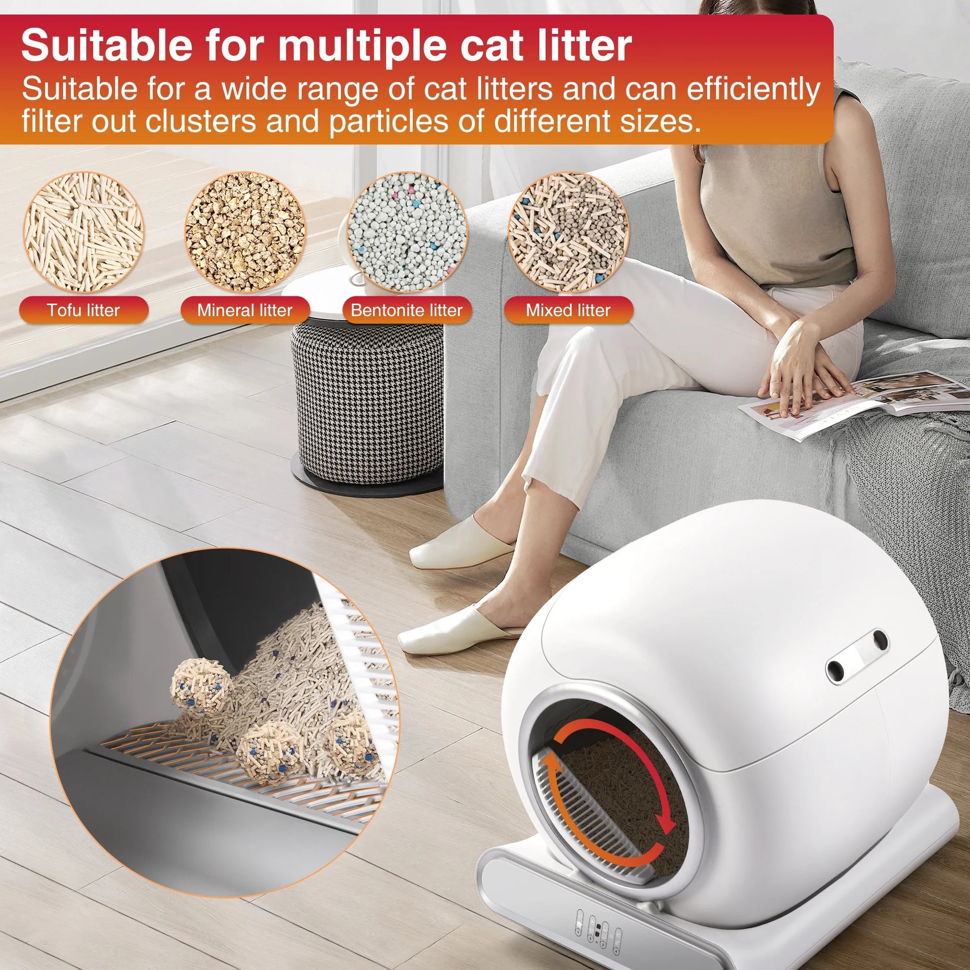 Self-Cleaning Automatic Cat Litter Box with App Control – Large Capacity, WiFi Enabled