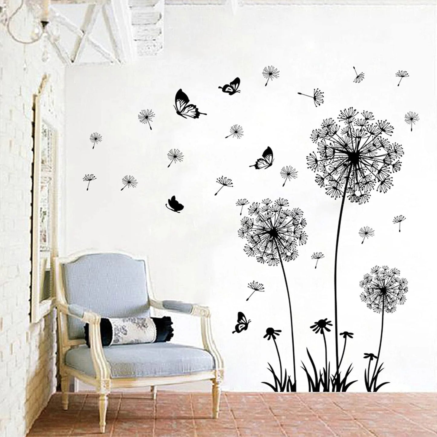 Dandelion & Butterfly Wall Decals – 2-Set Floral Peel and Stick Wall Art