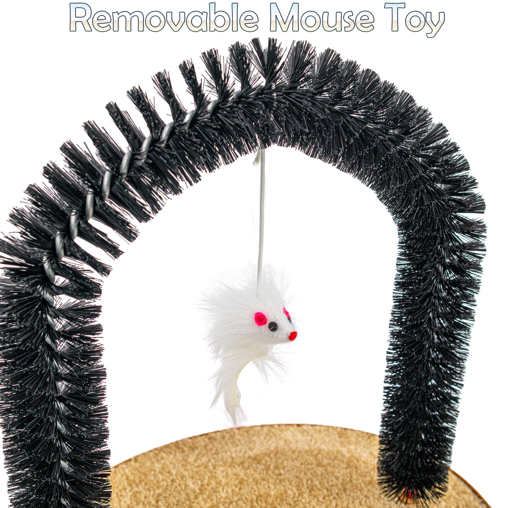 Cat Self-Grooming Arch Toy & Post – Interactive Scratcher with Bristles, Catnip, and Mouse Toy