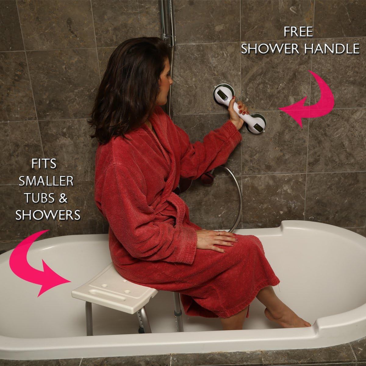 Dr. Maya’s Adjustable Shower Chair with Free Grab Bar – Handicap Shower Stool & Bath Seat, 300 lb Capacity
