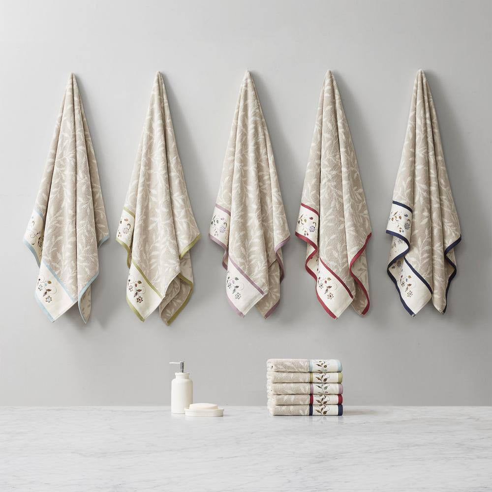 Belle 6-Piece Purple Embroidered Jacquard Cotton Bath Towel Set – Luxury Bathroom Towels