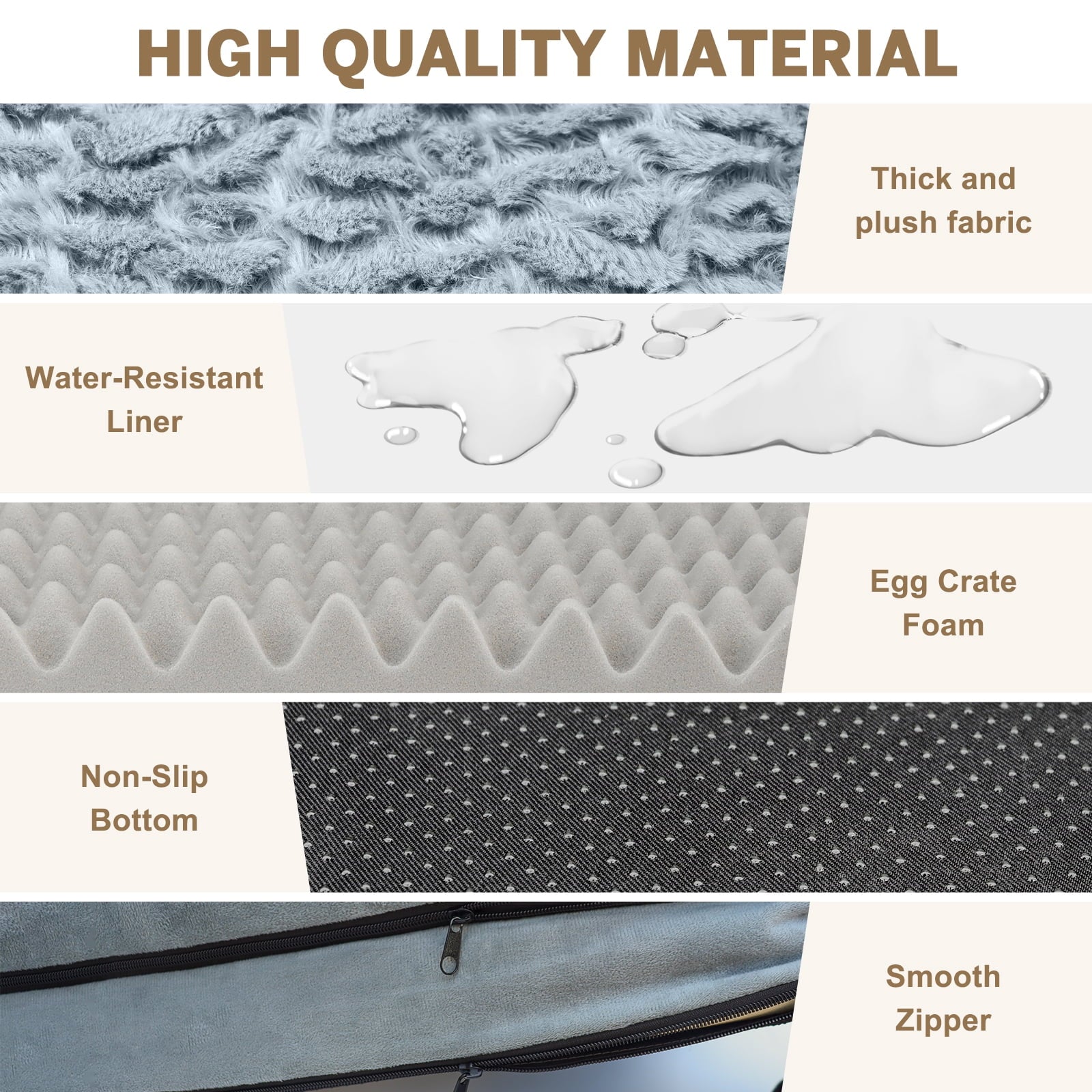Extra-Large Orthopedic Dog Bed – Waterproof Sofa Bed with Non-Slip Base and Removable Washable Cover, Gray (M–XXL)
