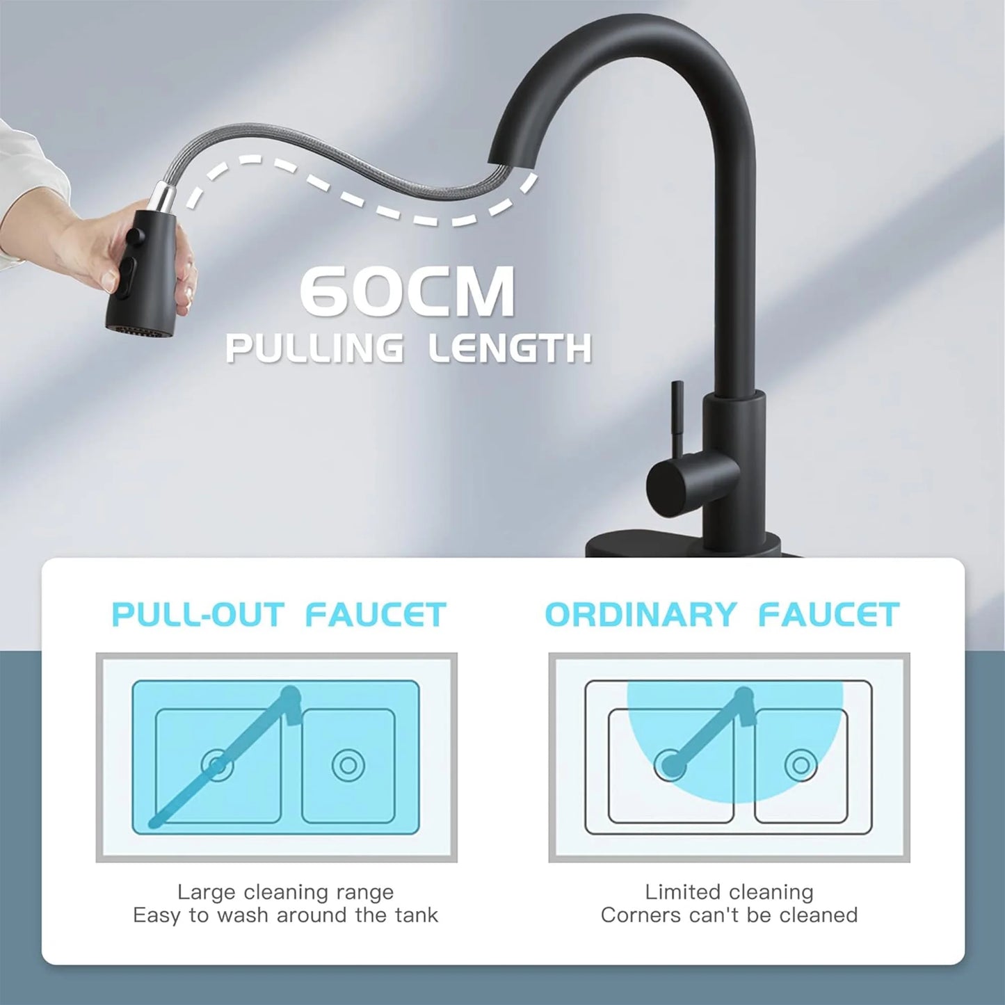 Stainless Steel Kitchen Faucet – Pull-Down Sprayer Sink Faucet