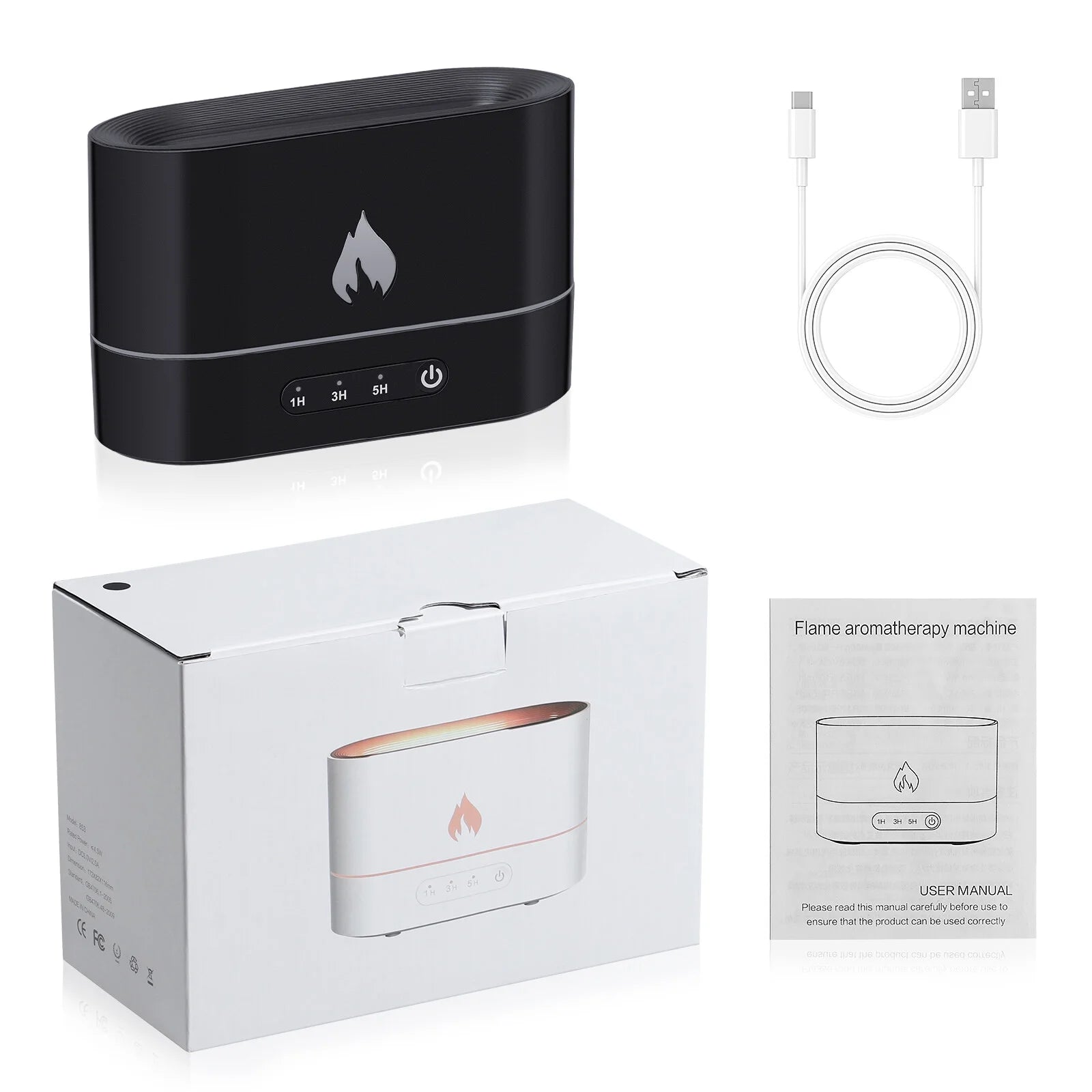LED Flame Humidifier & Essential Oil Diffuser – Noiseless Aroma Mist with 3 Timer Modes, Auto Shut-Off