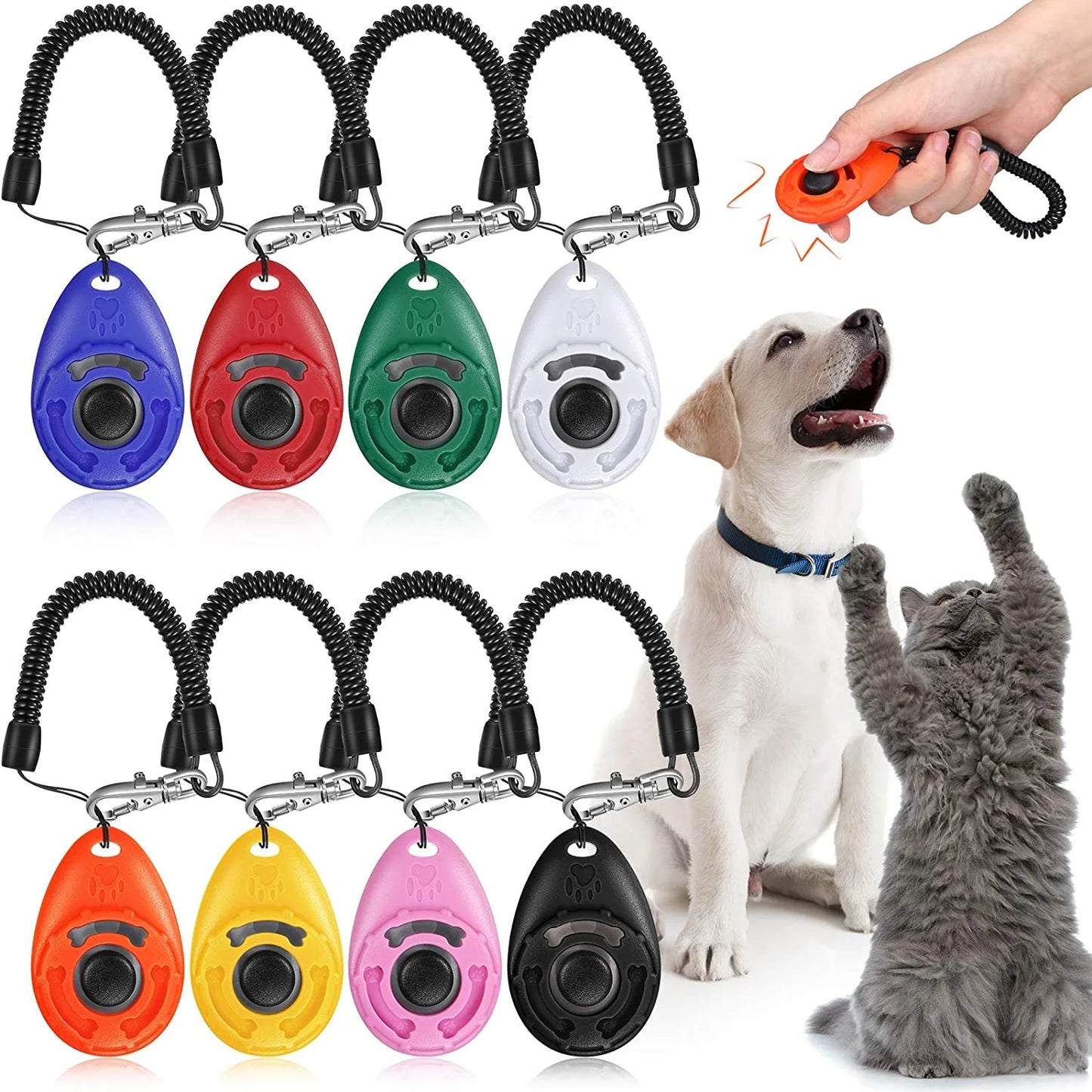 Dog Training Clicker with Wrist Lanyard – Big Button Pet Behavioral Training for Dogs, Cats, Birds & Horses, White