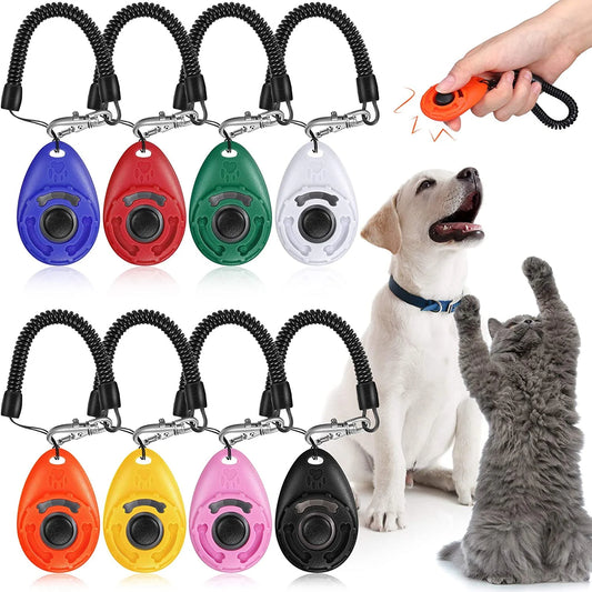 Dog Training Clicker with Wrist Lanyard – Big Button Pet Behavioral Training for Dogs, Cats, Birds & Horses, White