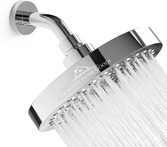 Luxury Rainfall Shower Head – High-Pressure 6" Chrome Showerhead with Anti-Clog Silicone Nozzles (2.5 GPM)