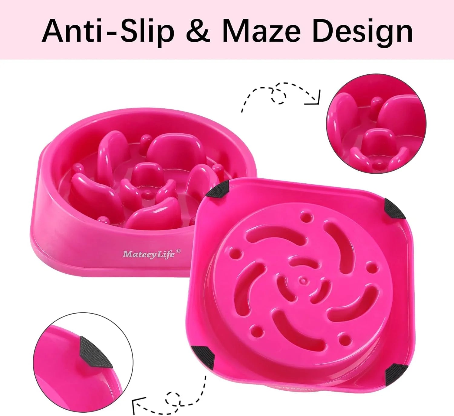 Slow Feeder Dog Bowl – Anti-Choking Puzzle Feeder for Medium & Large Dogs, Non-Slip Interactive Bowl, Purple