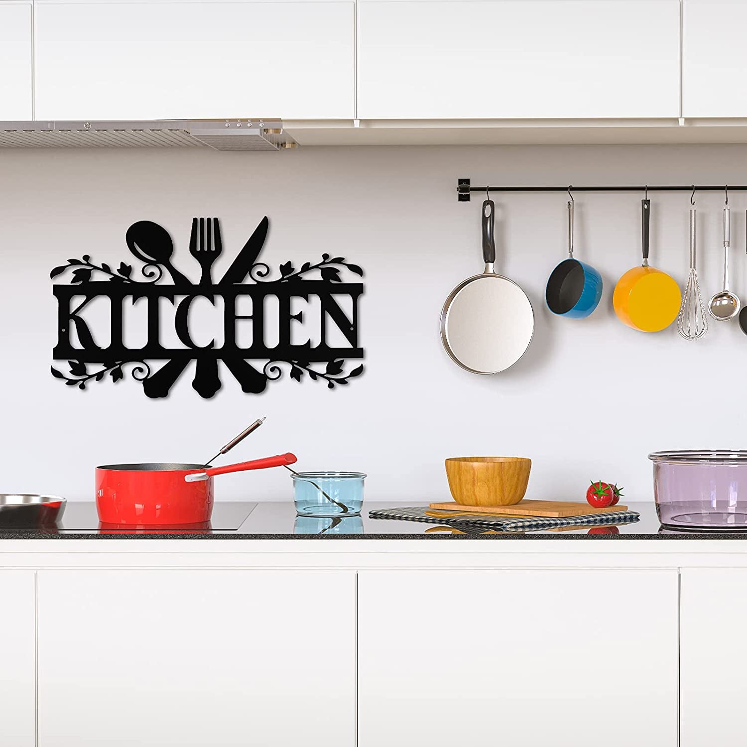 Black Metal Kitchen Sign – Rustic Farmhouse Wall Decor, 14" x 8.8"