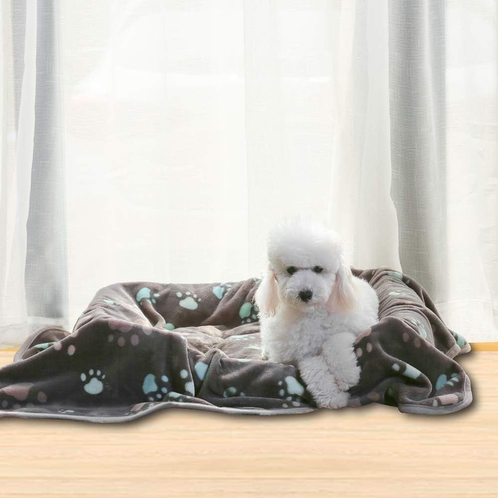 350 GSM Super Soft Fuzzy Flannel Fleece Pet Blanket – Grey, 40" x 32"