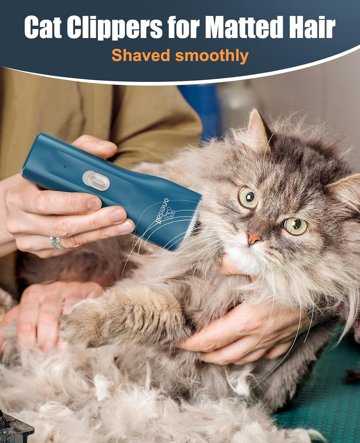 Oneisall Pet Clipper – Quiet Hair Trimmer for Cats with Matted Hair