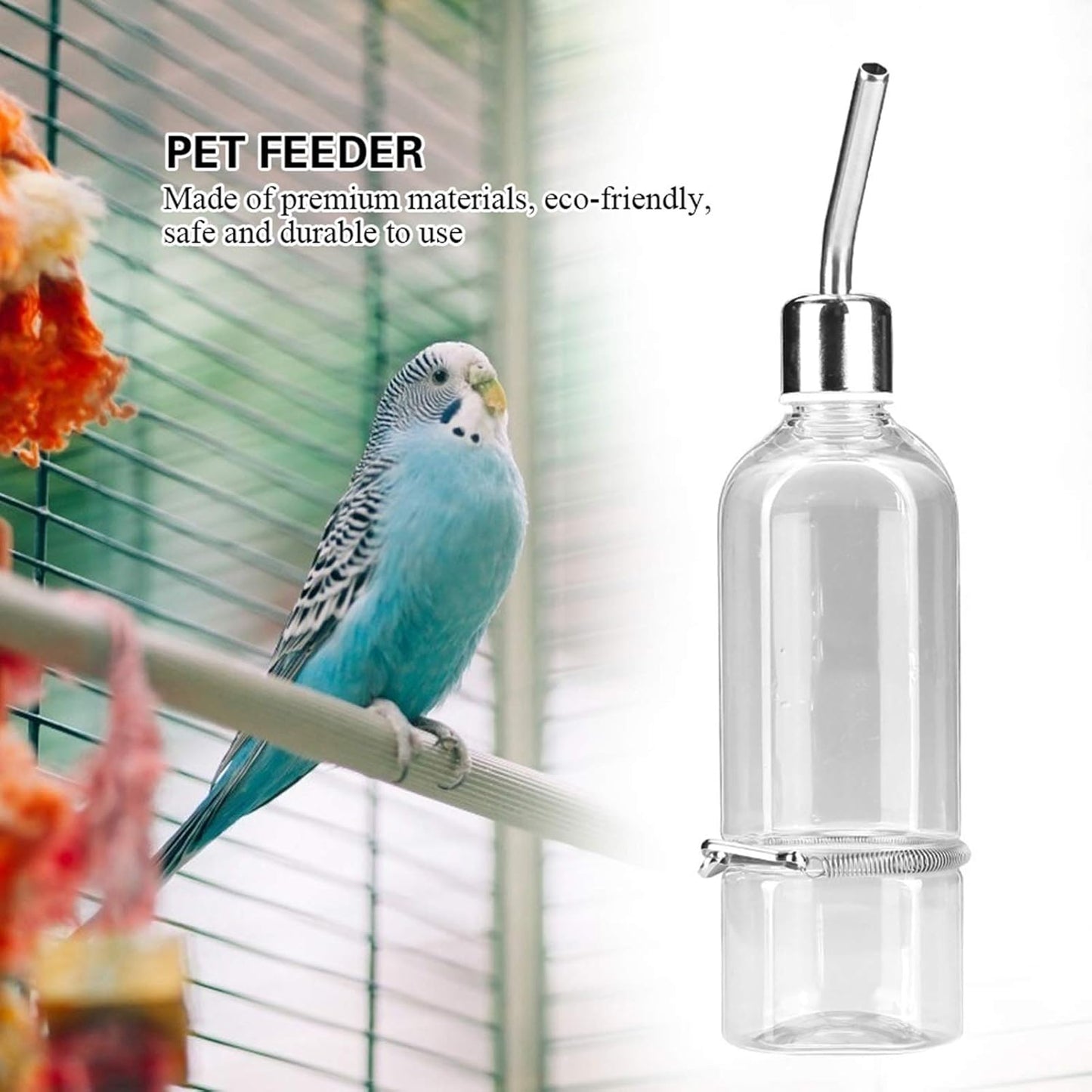 Automatic Pet Water Dispenser – 180ml Transparent Nipple Bottle with Stainless Steel Ball for Birds, Hamsters & Small Pets