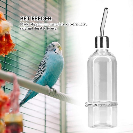 Automatic Pet Water Dispenser – 180ml Transparent Nipple Bottle with Stainless Steel Ball for Birds, Hamsters & Small Pets