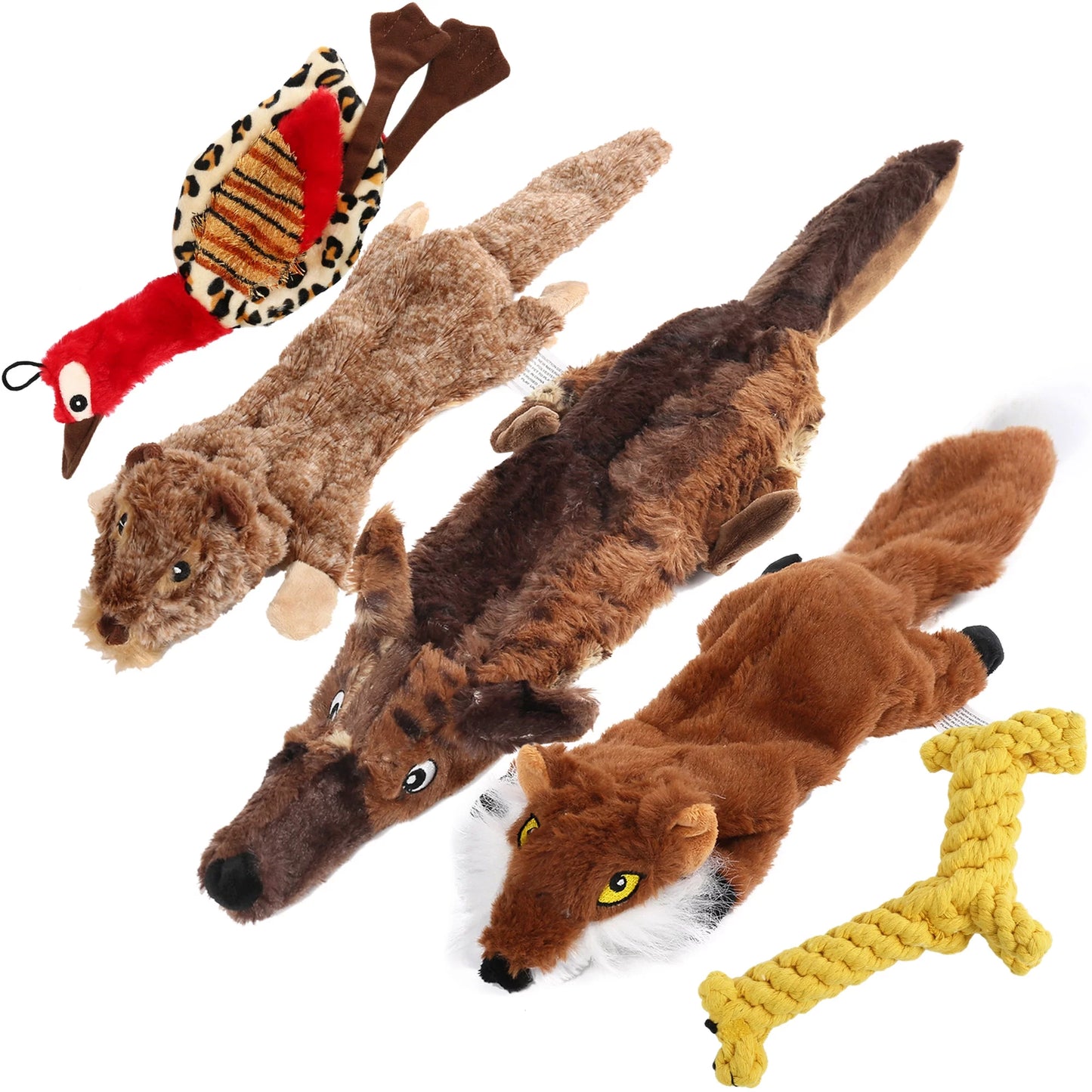 5-Pack Squeaky Dog Toys – No-Stuffing Chew Toys for Small Dogs