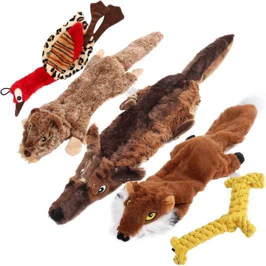 5-Pack Squeaky Dog Toys – No-Stuffing Chew Toys for Small Dogs