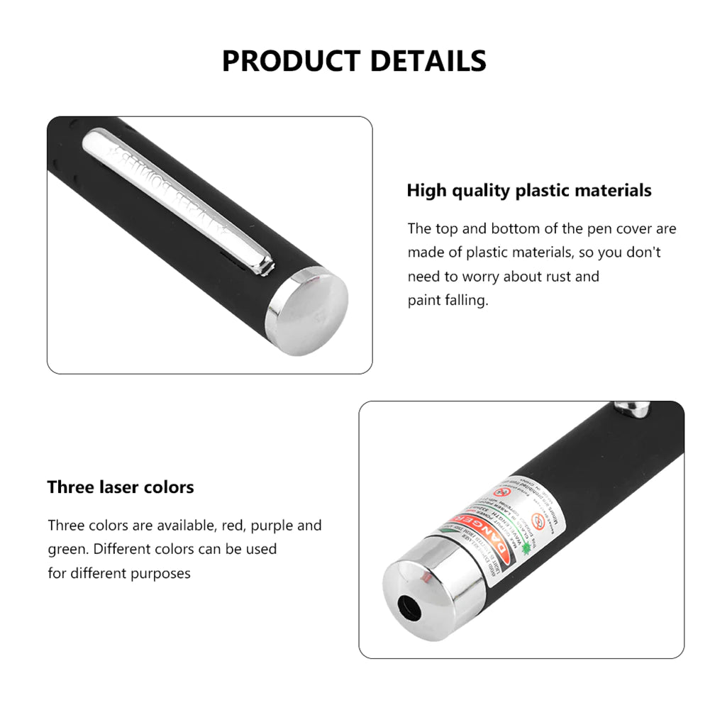 3-Pack 900 Mile Laser Pointer Pen – Green, Blue & Red Visible Beam