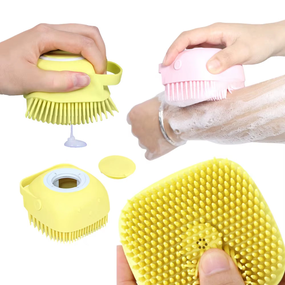 2-in-1 Pet Bath Brush – Silicone Grooming & Massage Comb for Dogs & Cats