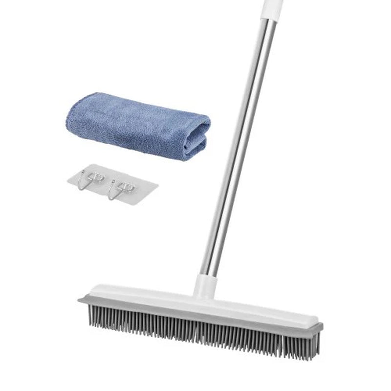 Adjustable Long-Handle Pet Hair Removal Broom – 58.46" Rubber Broom for Dogs & Cats