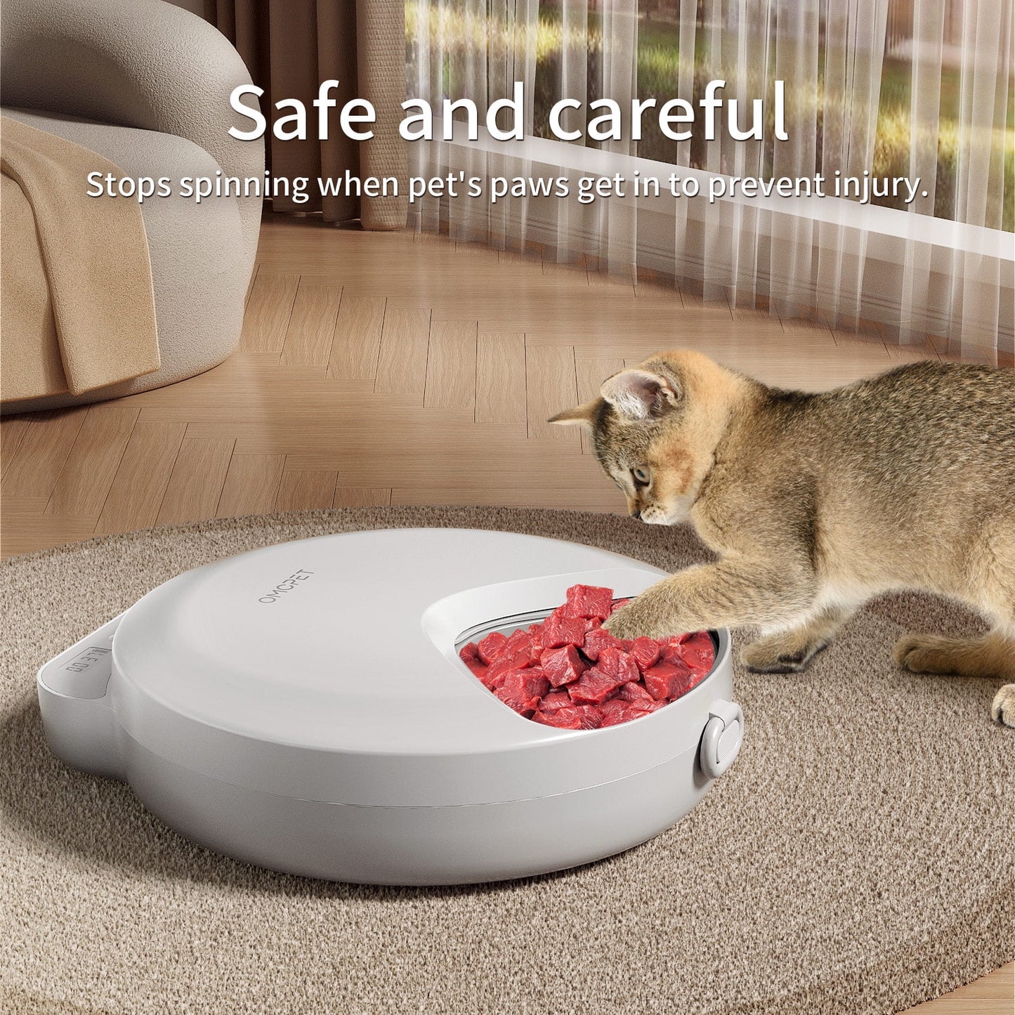 Automatic Cat Feeder – Refrigerated Wet & Dry Food Dispenser with 4 Timed Meals, 2 Ice Packs, White