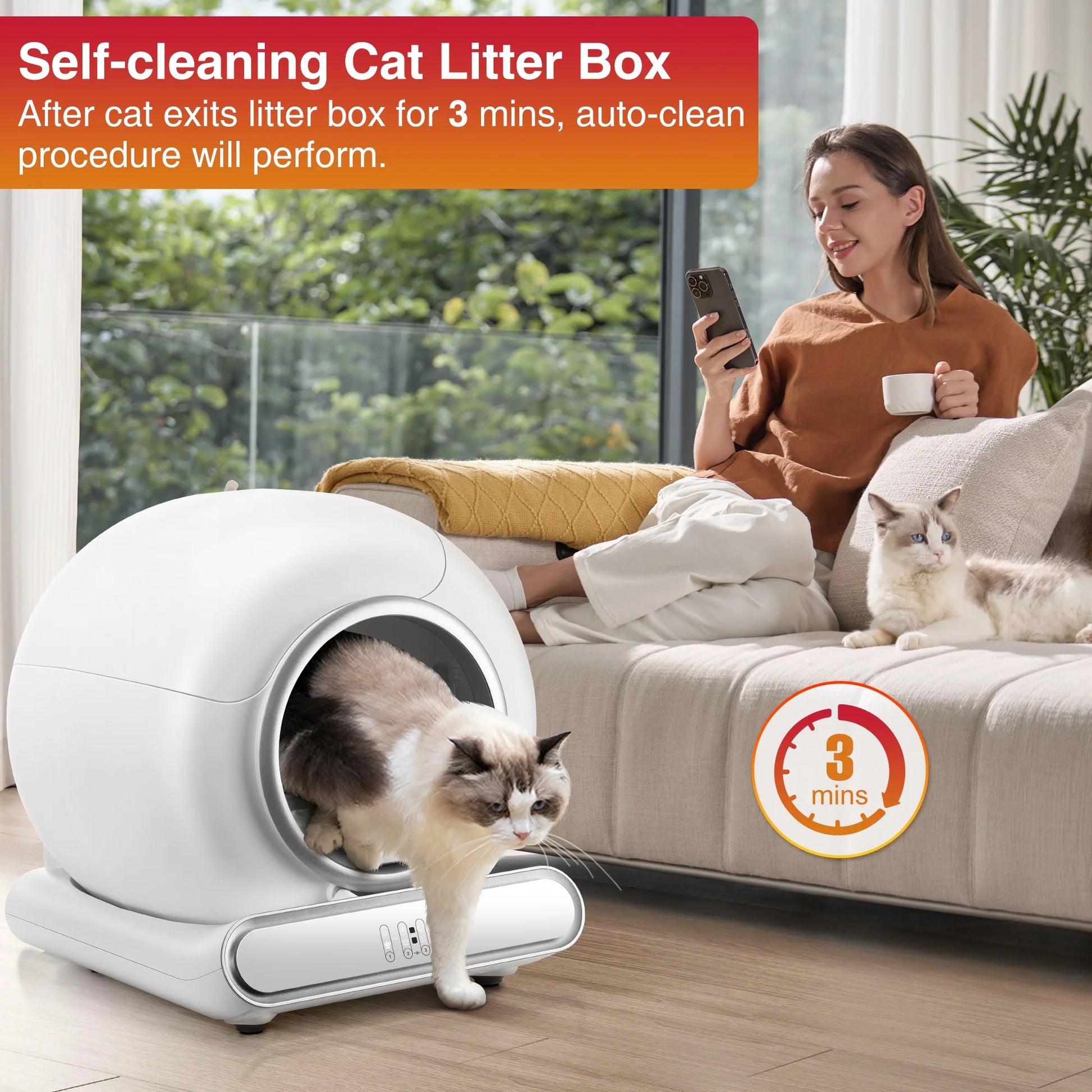 Self-Cleaning Automatic Cat Litter Box with App Control – Large Capacity, WiFi Enabled