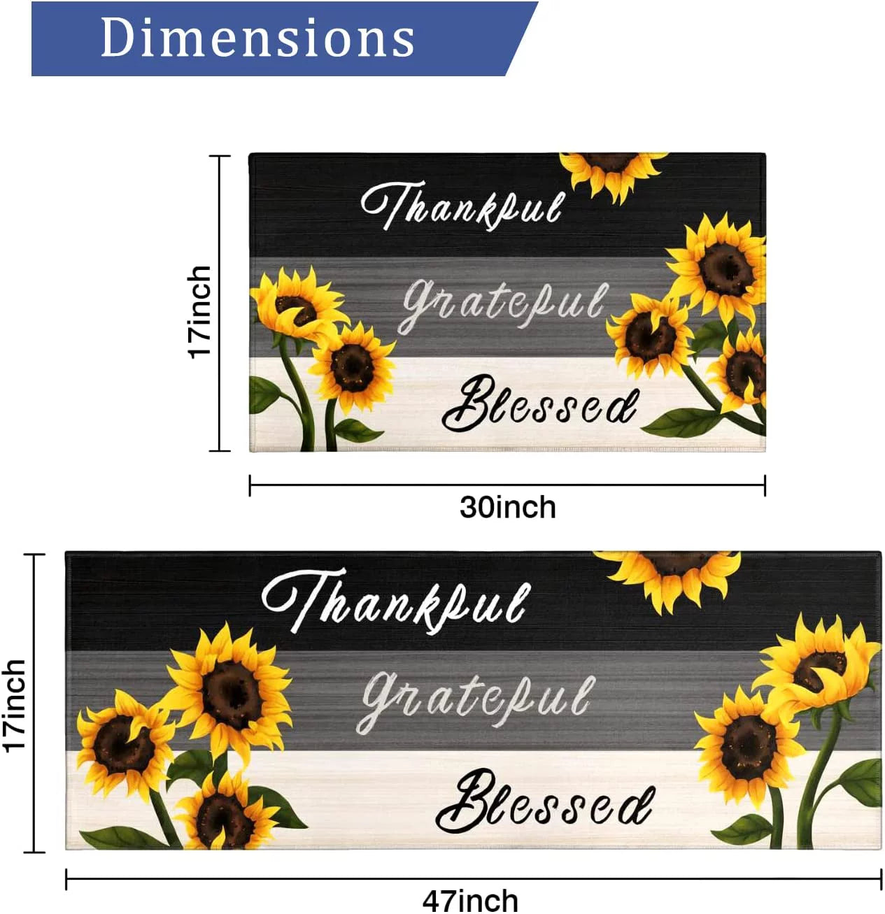 Sunflower Kitchen Rugs – Set of 2 Farmhouse Kitchen Mats