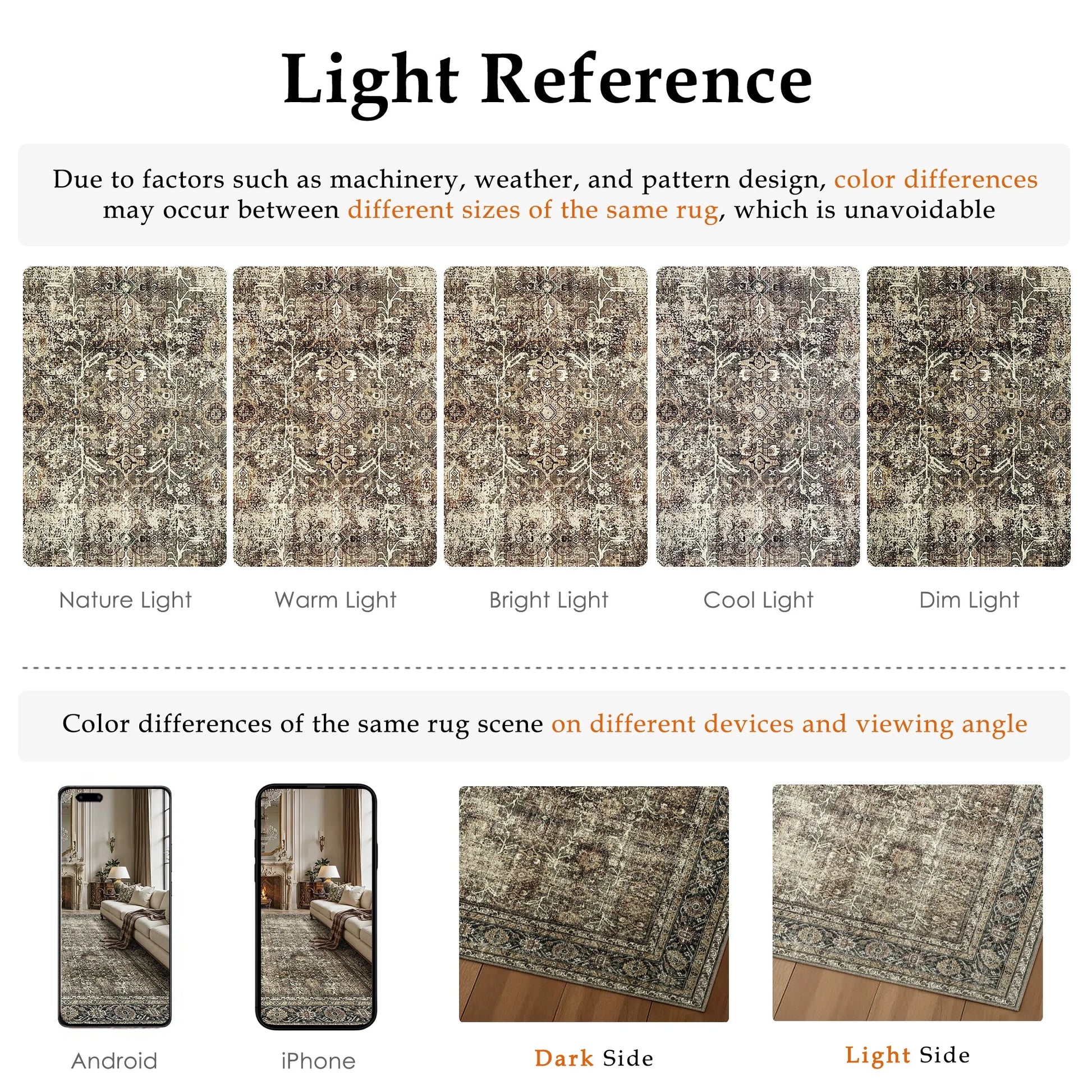 Large Vintage Oriental Area Rug – 10' x 12' Brown Distressed Non-Slip Rug