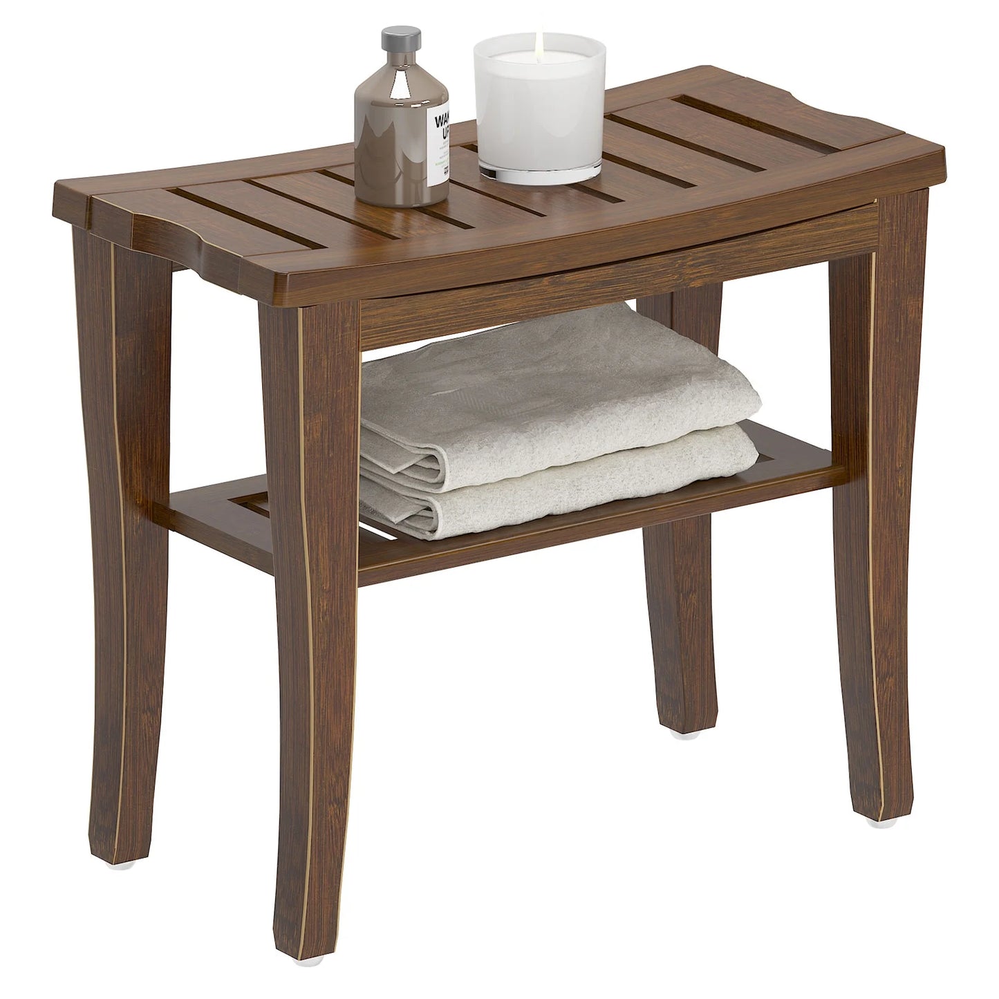 Bamboo Wood Bathroom Shower Bench – Non-Slip Waterproof Shower Stool, Indoor & Outdoor