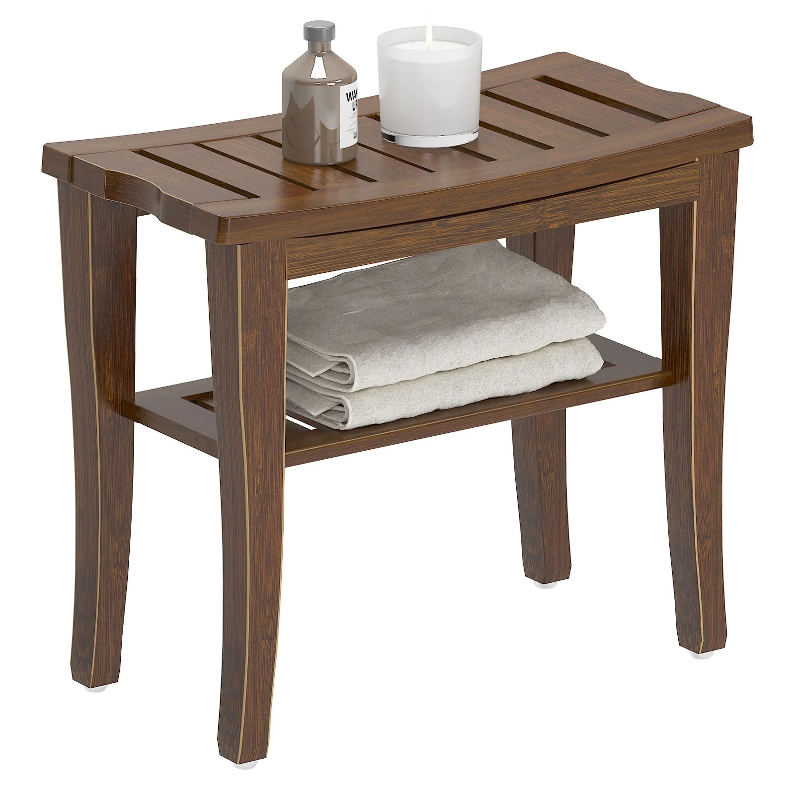 Bamboo Wood Bathroom Shower Bench – Non-Slip Waterproof Shower Stool, Indoor & Outdoor