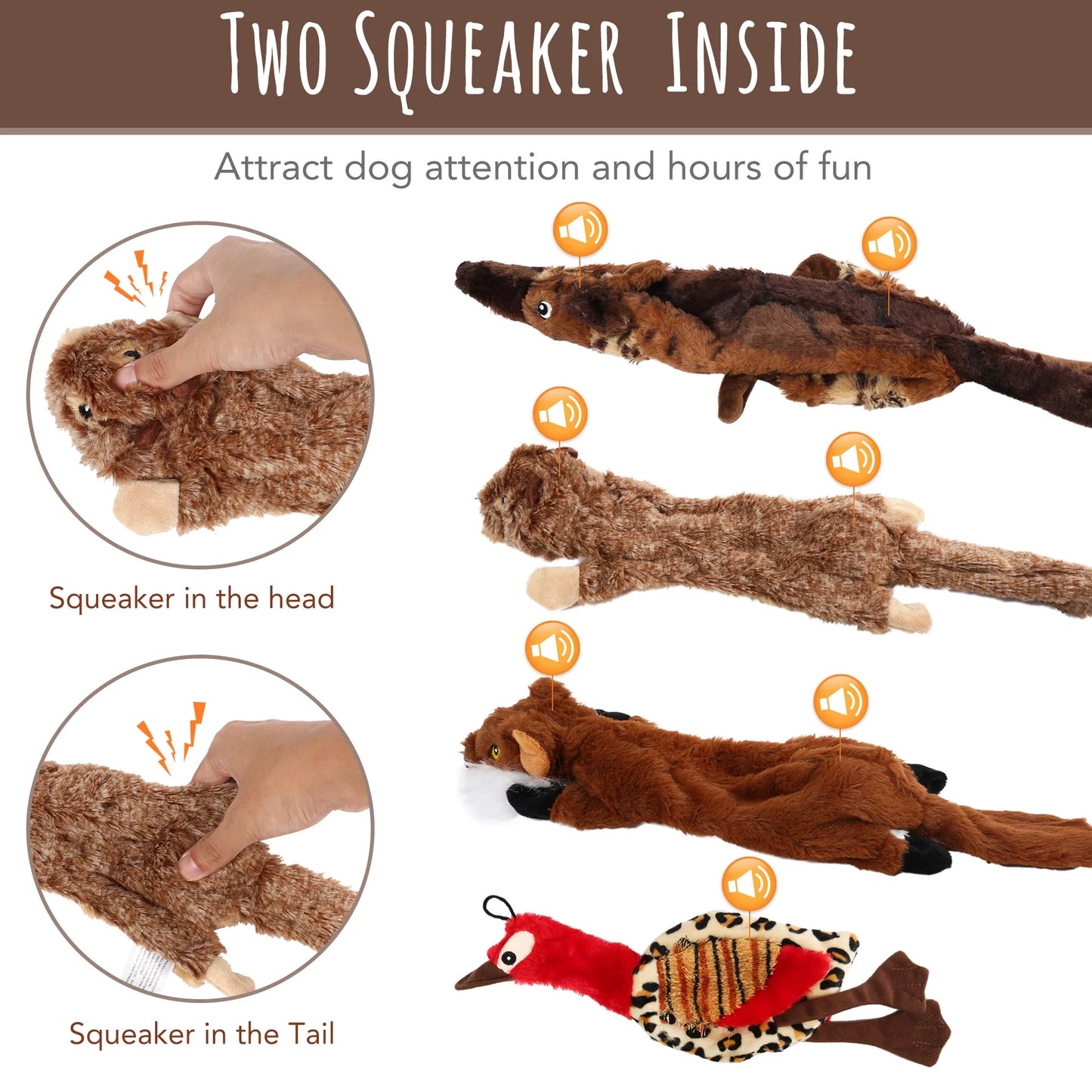 5-Pack Squeaky Dog Toys – No-Stuffing Chew Toys for Small Dogs