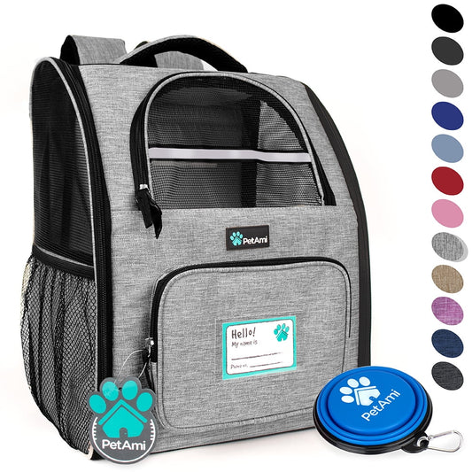 Ventilated Pet Backpack Carrier – Airline Approved Dog & Cat Travel Backpack, Grey