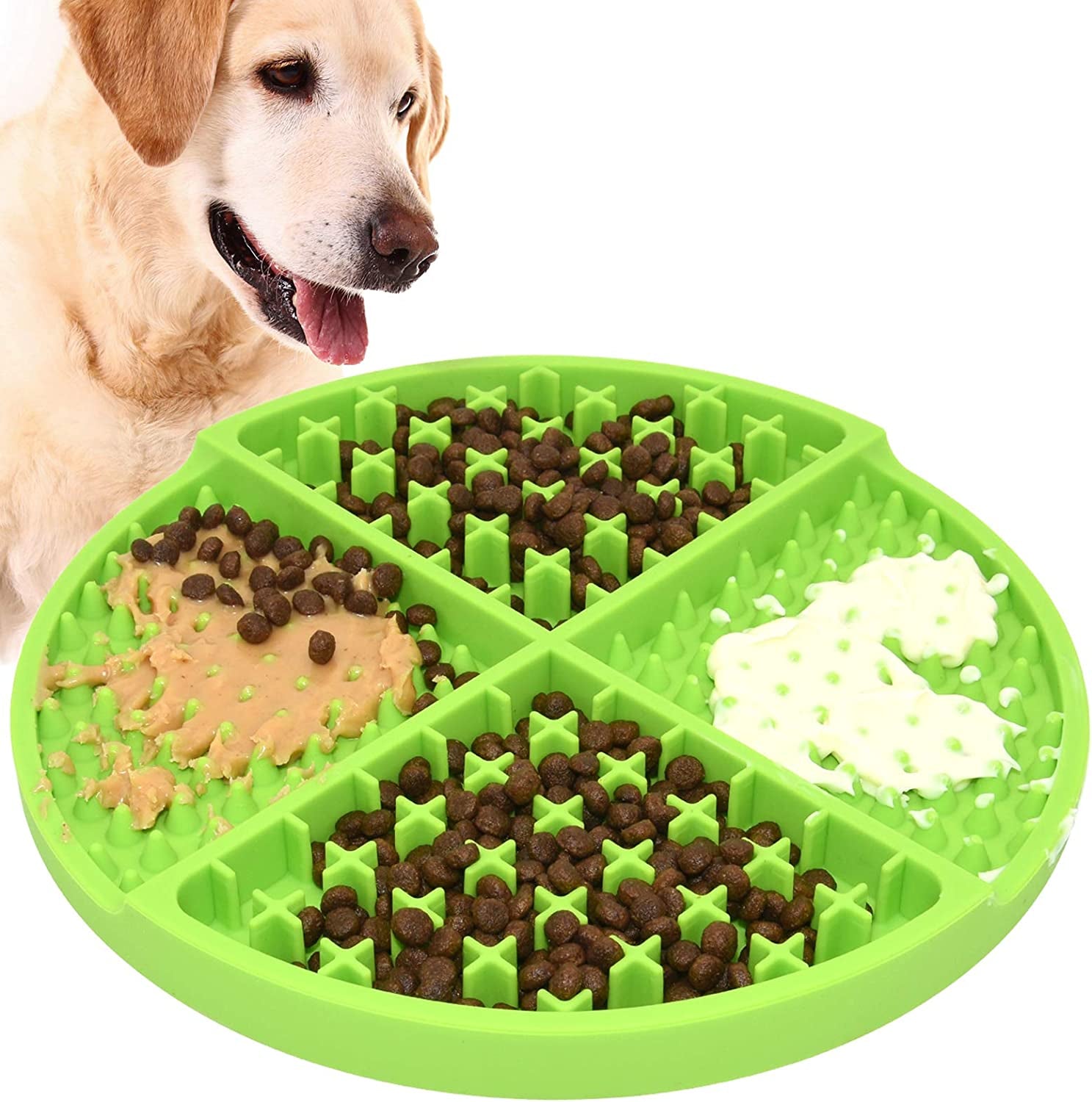 Dog & Cat Licking Mat – Slow Feeder Treat Puzzle Mat for Anxiety & Boredom Relief, Green