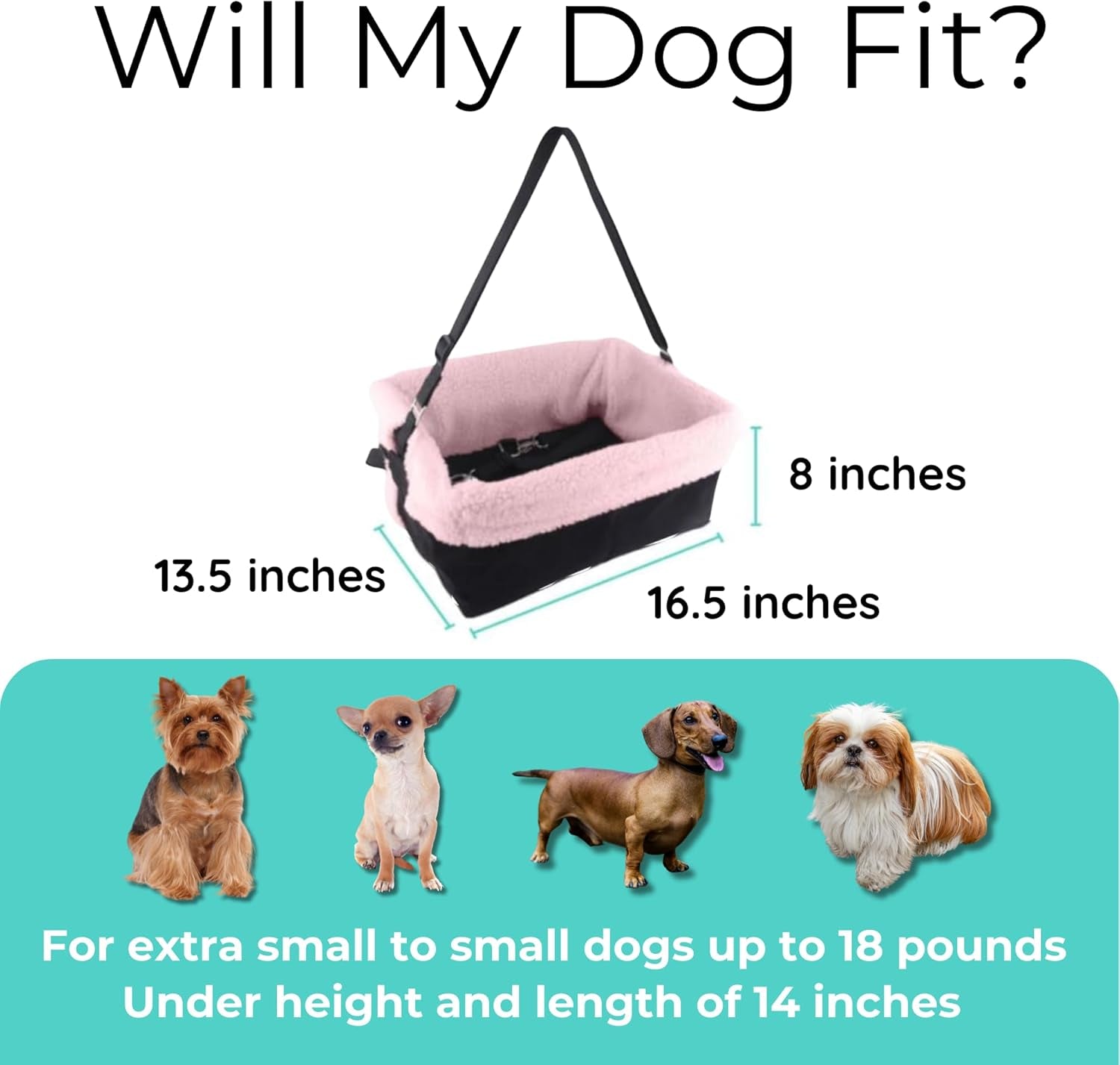 Dog Car Booster Seat – Grey Travel Carrier Bed for Small Dogs, Washable, Adjustable & Collapsible