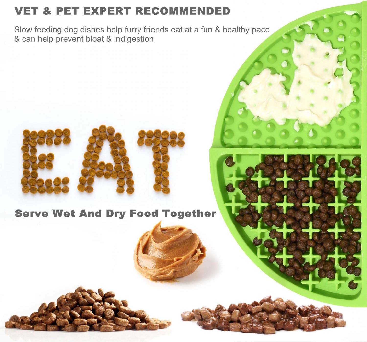 Dog & Cat Licking Mat – Slow Feeder Treat Puzzle Mat for Anxiety & Boredom Relief, Green