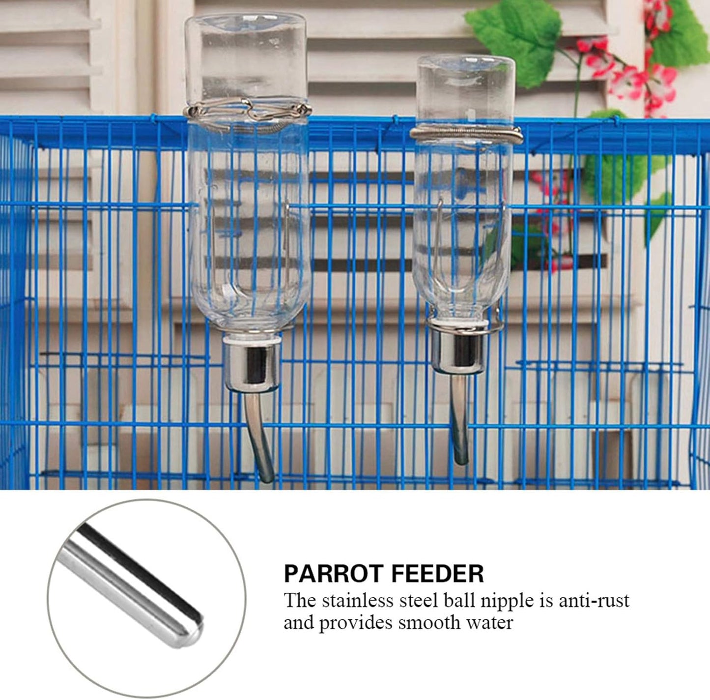 Automatic Pet Water Dispenser – 180ml Transparent Nipple Bottle with Stainless Steel Ball for Birds, Hamsters & Small Pets