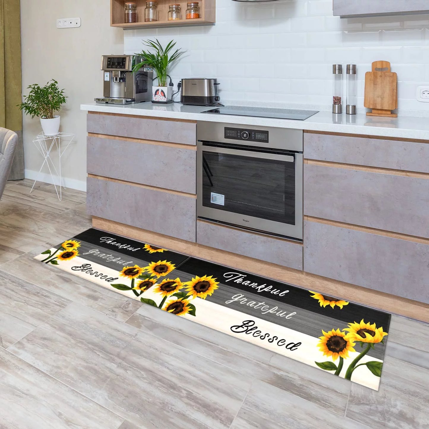 Sunflower Kitchen Rugs – Set of 2 Farmhouse Kitchen Mats