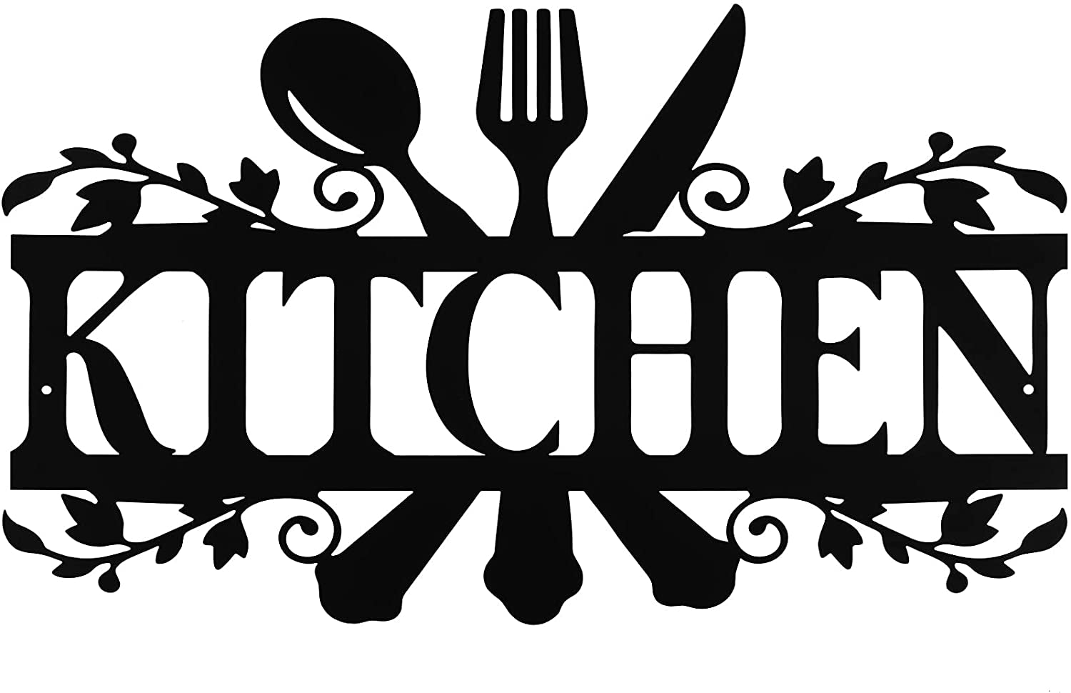 Black Metal Kitchen Sign – Rustic Farmhouse Wall Decor, 14" x 8.8"