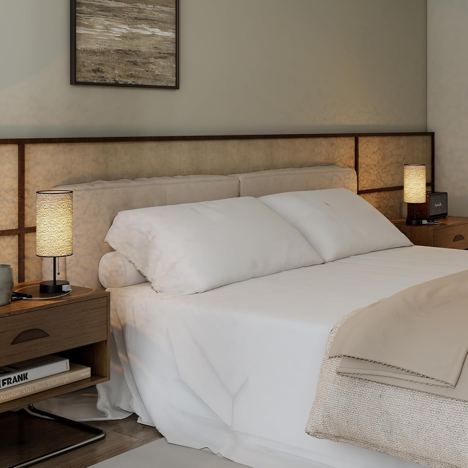 Table Lamp for Bedroom – Nightstand Lamp with Soft Ambient Lighting