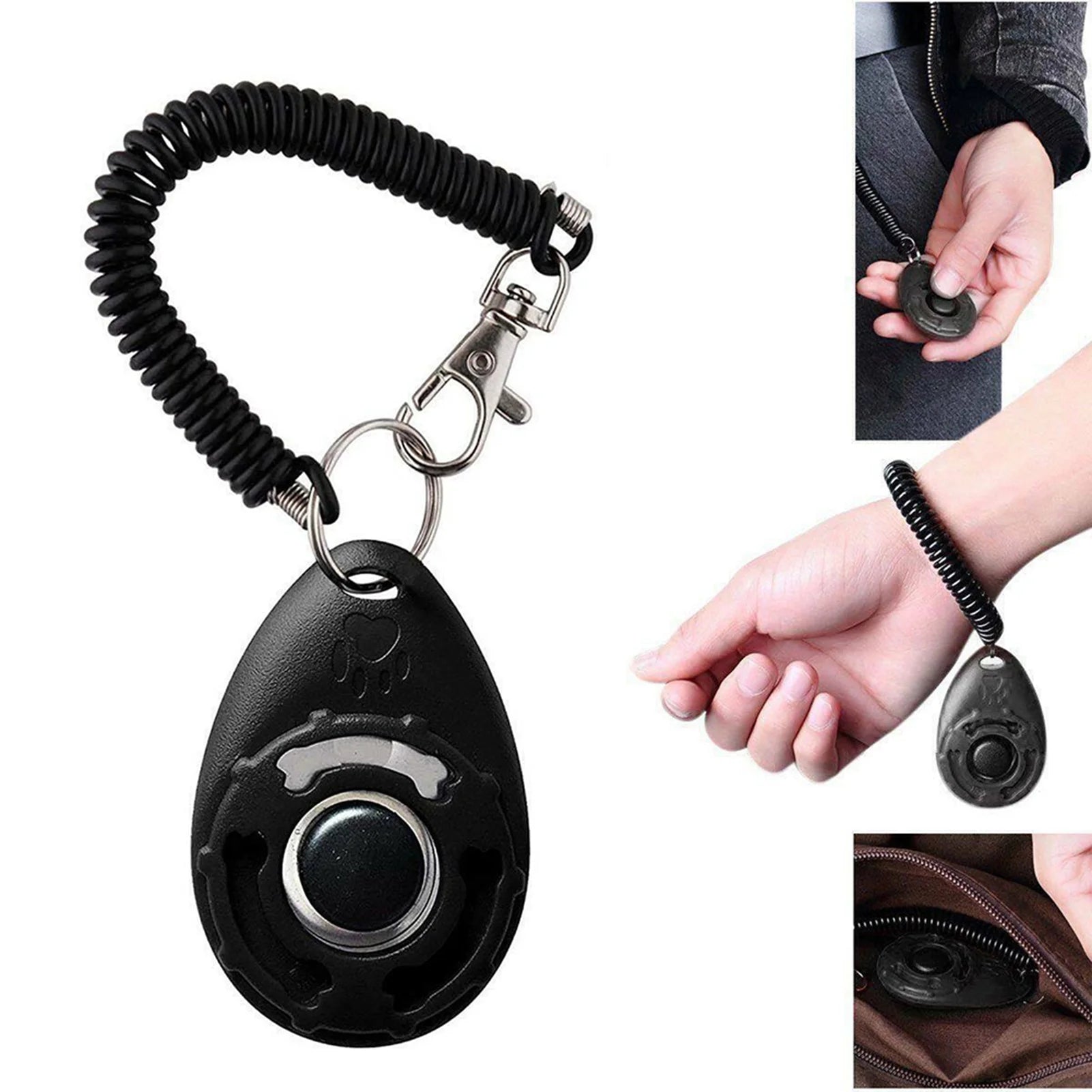 Dog Training Clicker with Wrist Lanyard – Big Button Pet Behavioral Training for Dogs, Cats, Birds & Horses, White