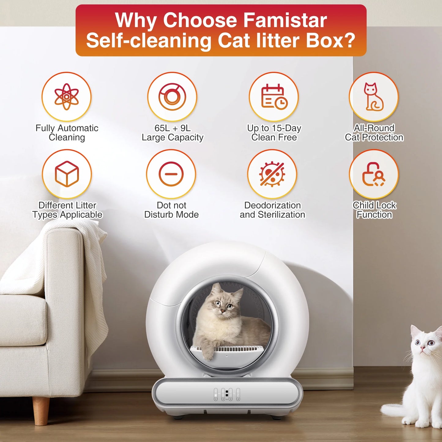 Self-Cleaning Automatic Cat Litter Box with App Control – Large Capacity, WiFi Enabled