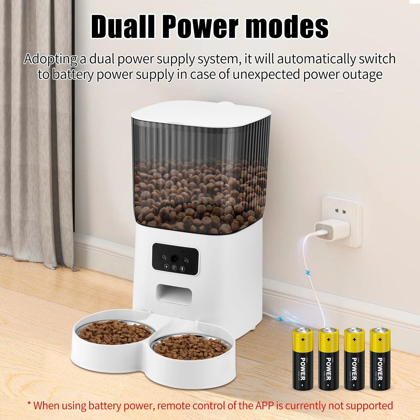 Threes Tree Automatic Cat Feeder with Camera – 5L Dual Pet Feeder with 2 Stainless Steel Bowls & Remote App Control