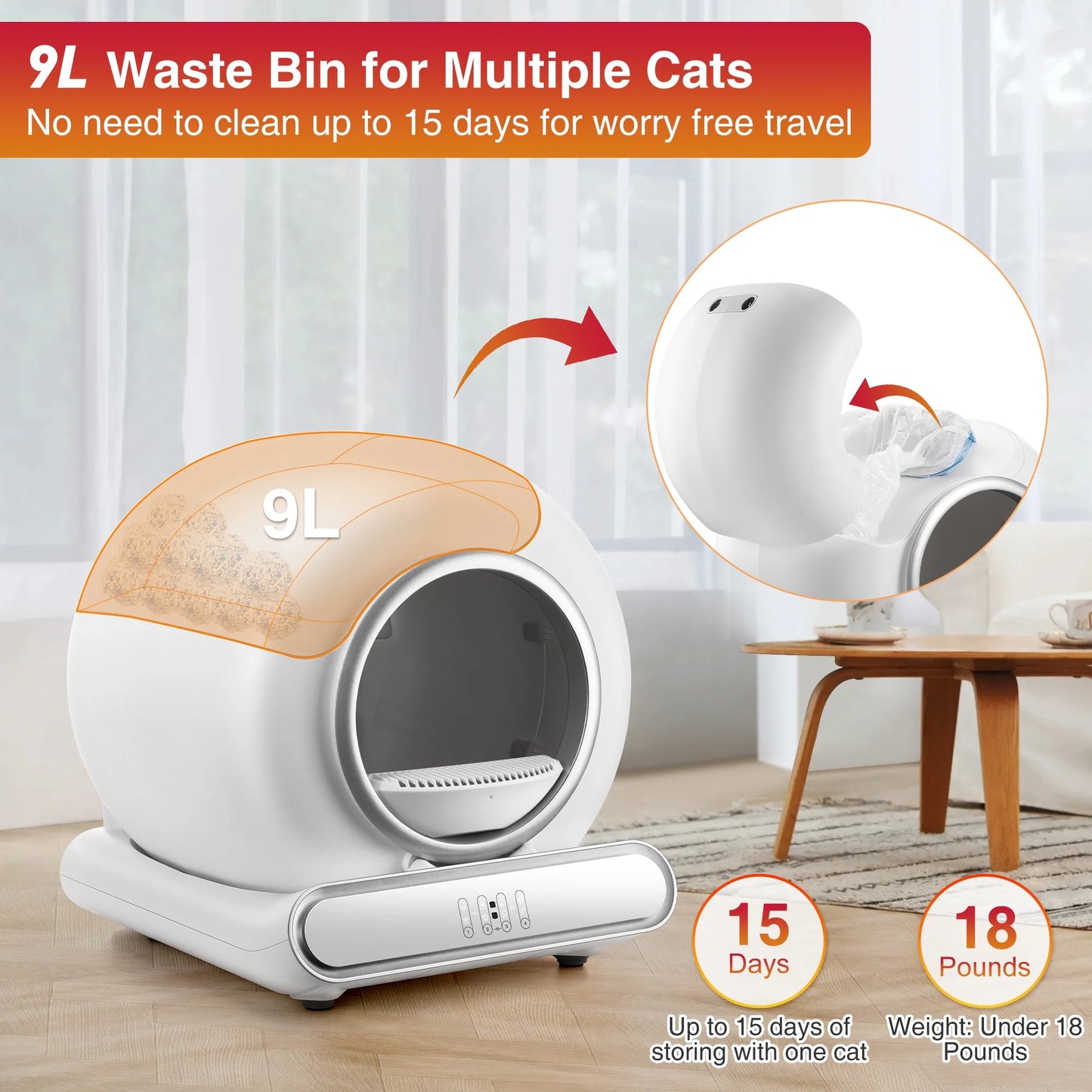 Self-Cleaning Automatic Cat Litter Box with App Control – Large Capacity, WiFi Enabled