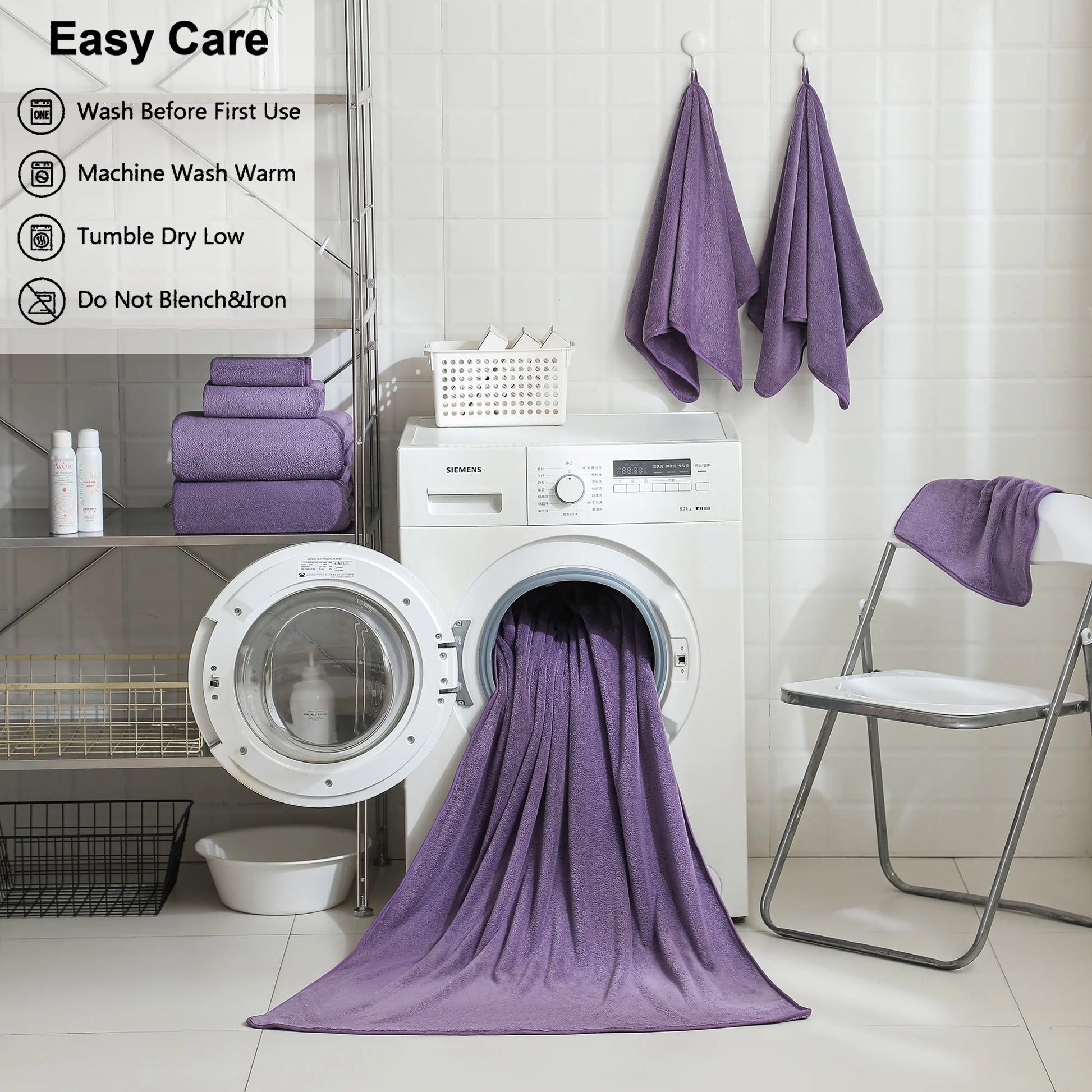 8-Piece Oversized Plush Towel Set – 700 GSM Soft & Cozy, Dark Purple