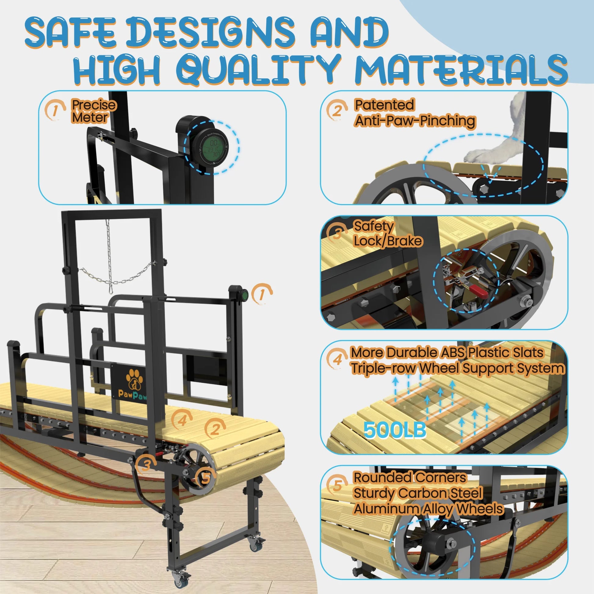 Dog Treadmill for Large & Medium Dogs – Indoor/Outdoor Slatmill for Dogs up to 220 lbs
