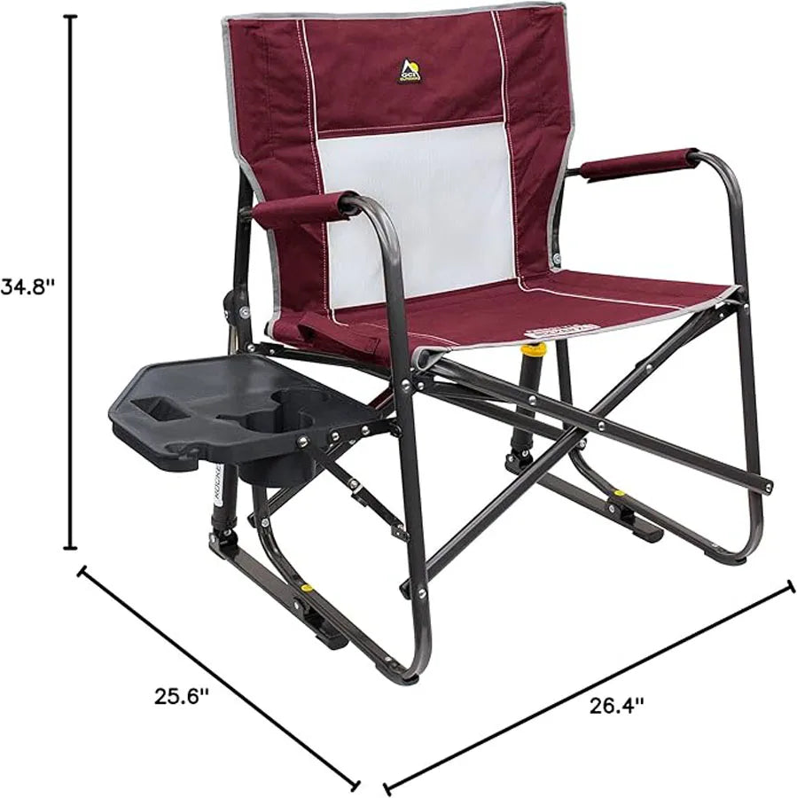 GCI OUTDOOR Freestyle Rocker XL with Side Table – Portable Folding Rocking Camping Chair with Solid Frame