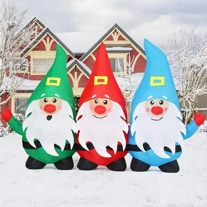 GOOSH 7.5FT Christmas Inflatable Gnomes Outdoor Decoration with Built-in LED Lights