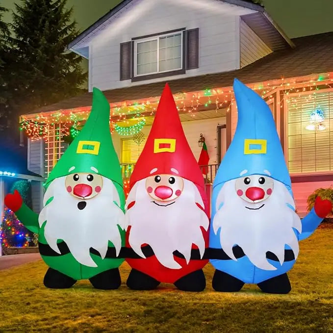 GOOSH 7.5FT Christmas Inflatable Gnomes Outdoor Decoration with Built-in LED Lights