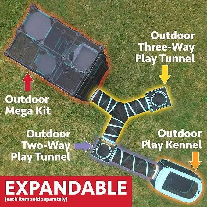 Outdoor Catio Furniture Mega Play Kit – Weather-Resistant Cat Climbing & Lounging Activity Center for Safe Enclosed Outdoor Fun